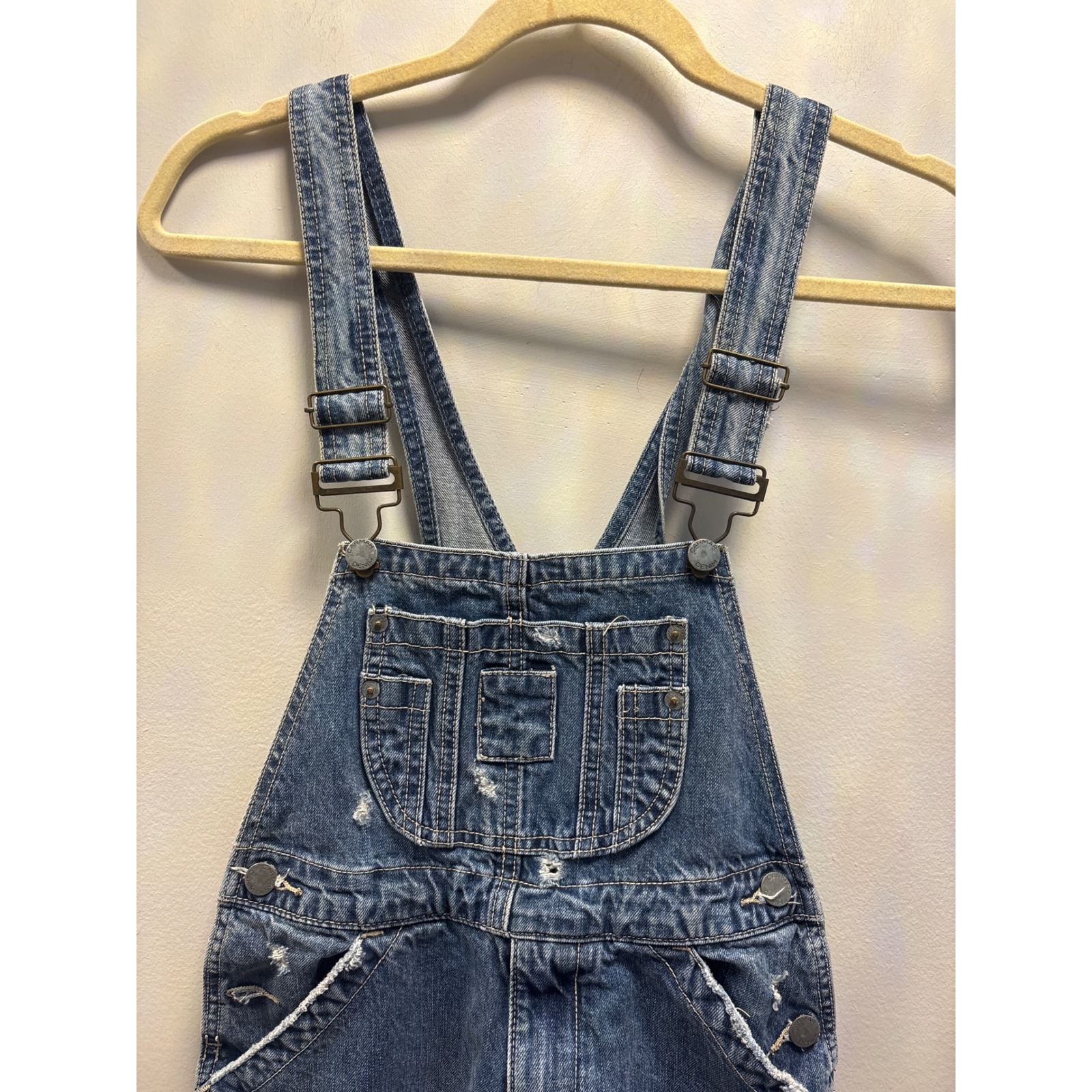 Carmar Denim Distressed Overalls Ripped Straight Leg Carpenter Blue 26x28.5 — image 3 of 8